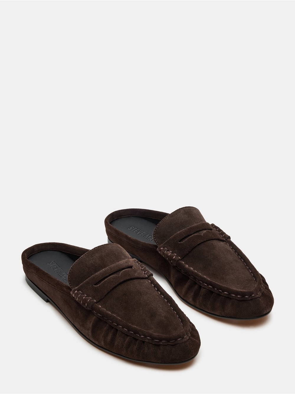 Steve Madden Women's Rafe Chocolate Brown Suede Penny Loafer Mule 8.5